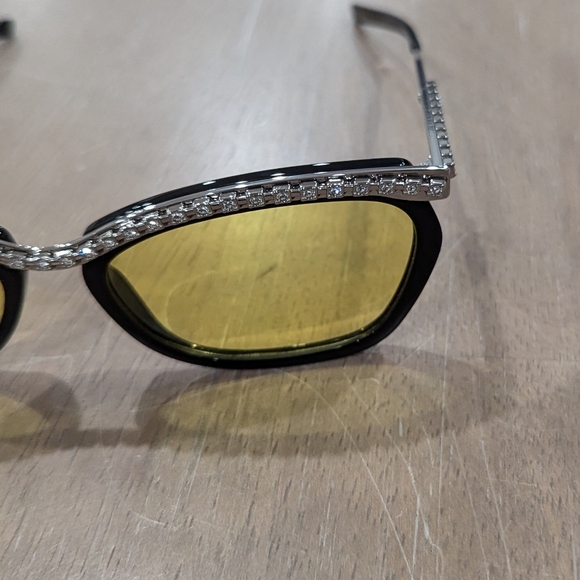 $1395 Mens Authentic GUCCI 56mm Crystal Rectangle Sunglasses Black - Picture 2 of 12